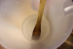 Stir brine until clear